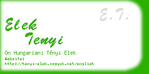 elek tenyi business card